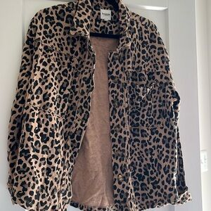 Knit cheetah print button jacket
